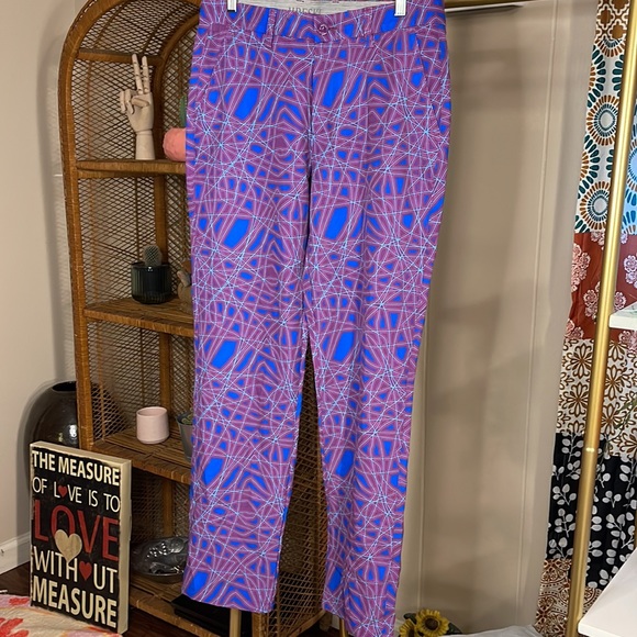 Hreski Abstract Purple and Blue Design Golfing Pants Size 32x30 - Picture 5 of 6